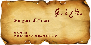 Gergen Áron névjegykártya